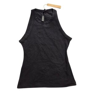 Skims Cotton Jersey High Neck Tank Top Shirt Soot Black XSmall NWT